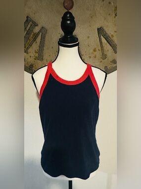 Universal Navy Top with Red Trim Halter top